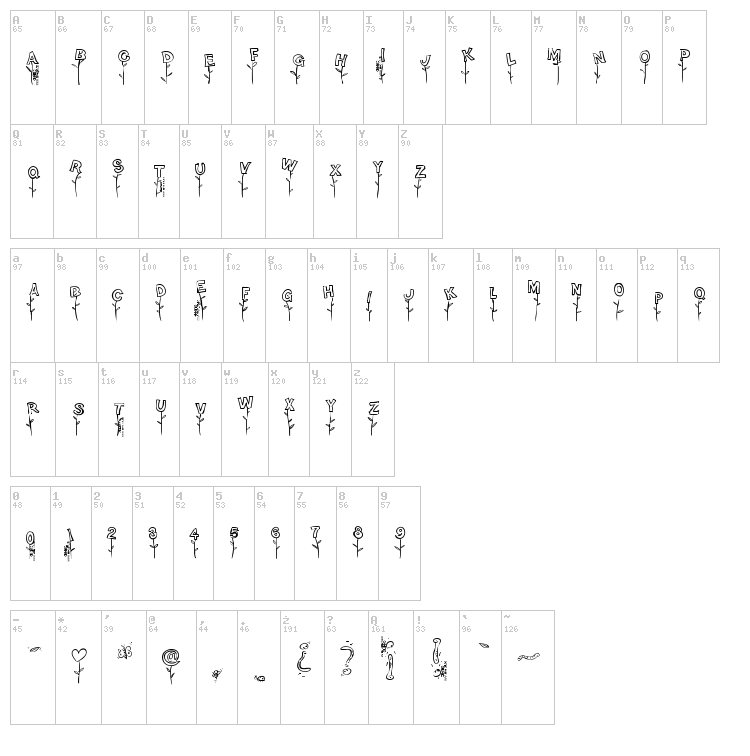 Typo Garden Demo font map