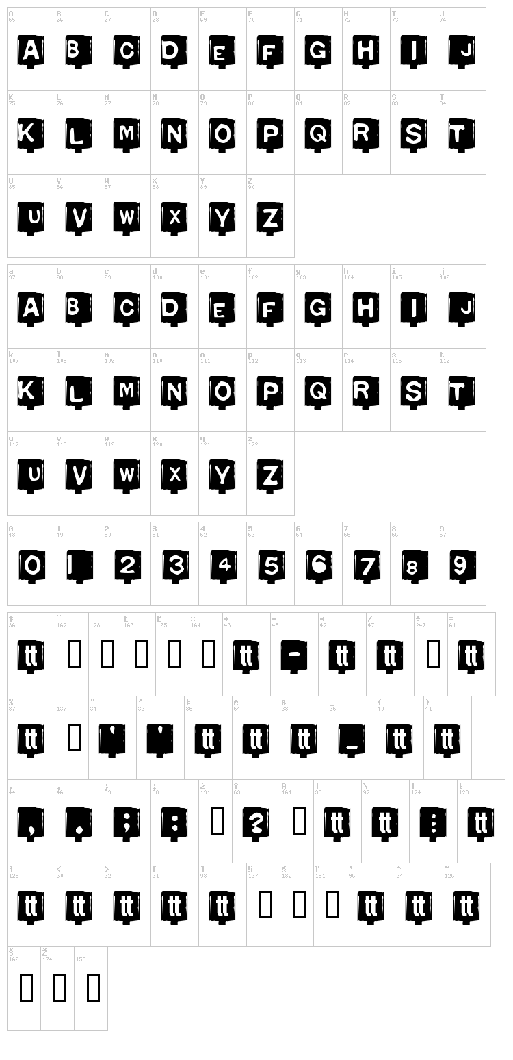 Typo Negative font map