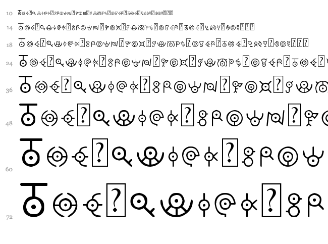 Unown font waterfall