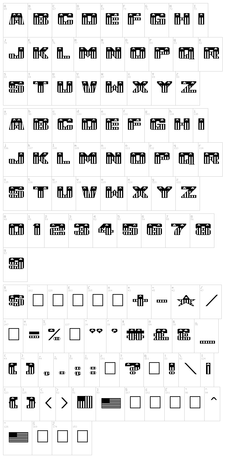 USA Flag font map