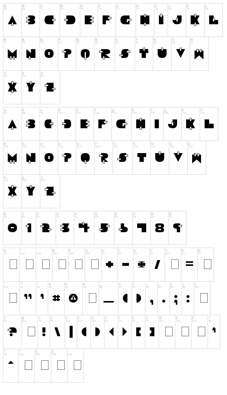 Video Star font map