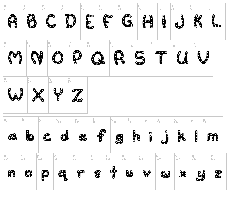 Watertoy font map
