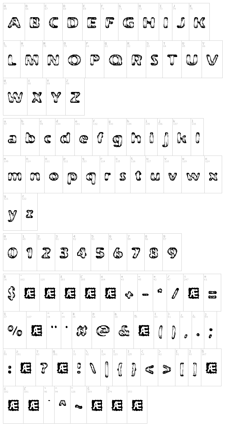 Weathered BRK font map