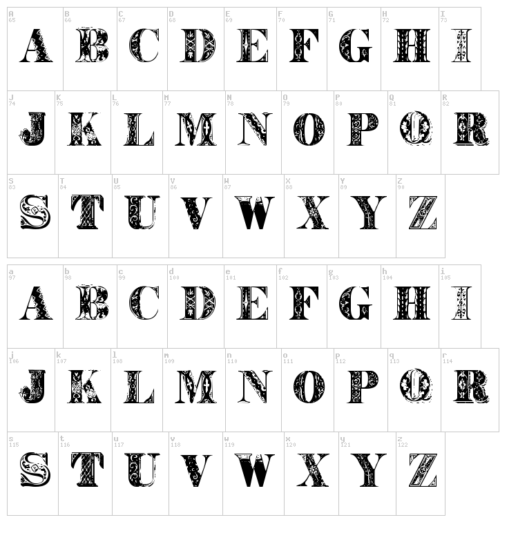 West Balaio font map
