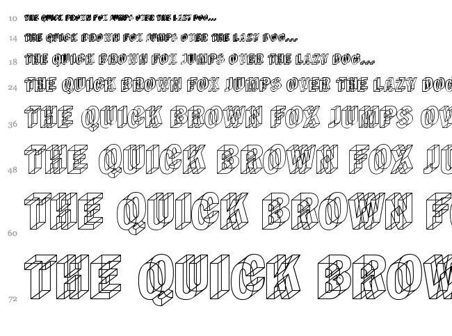 Wireframe font waterfall