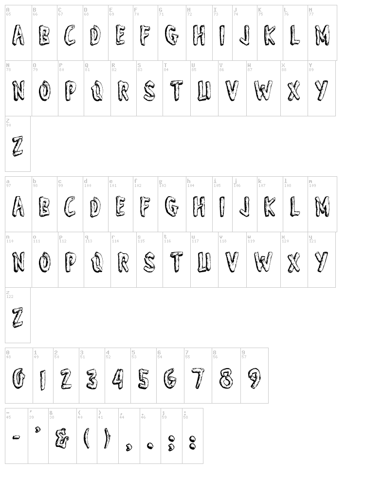 Wonder of Yosemite font map