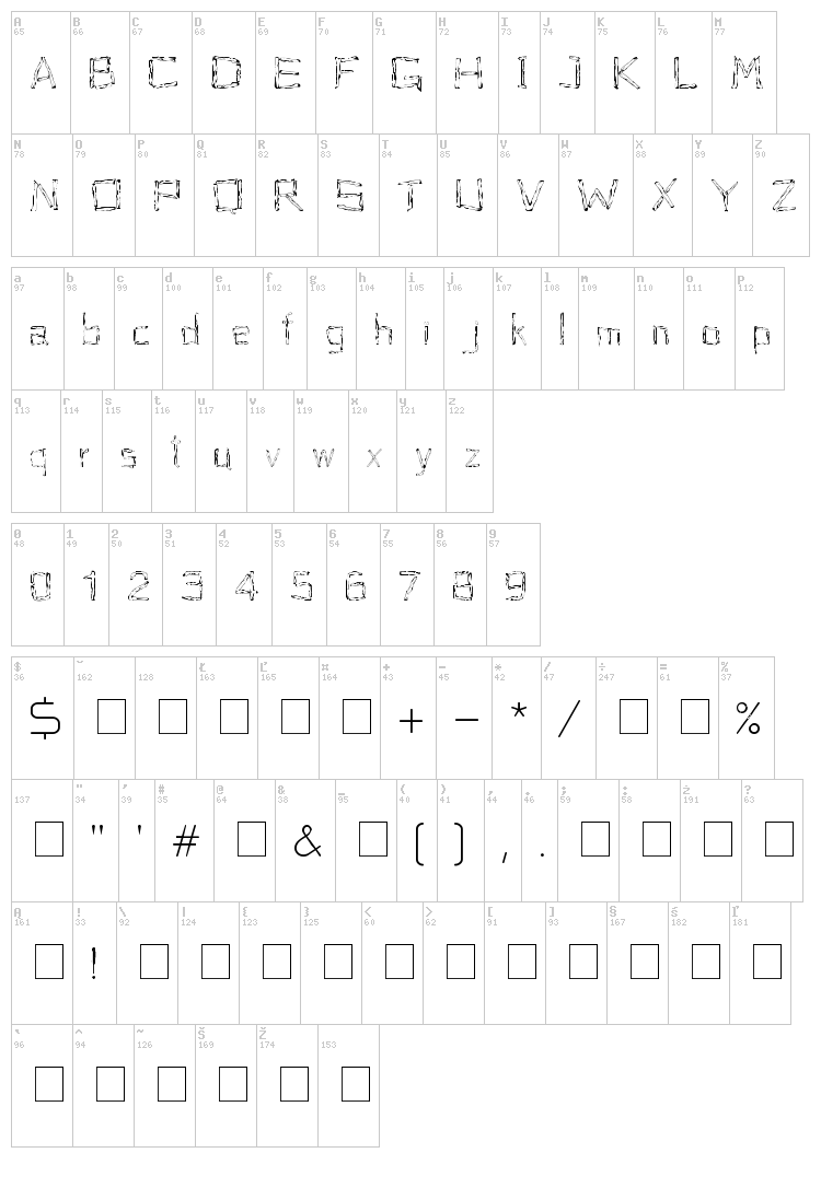 Woodenhead font map