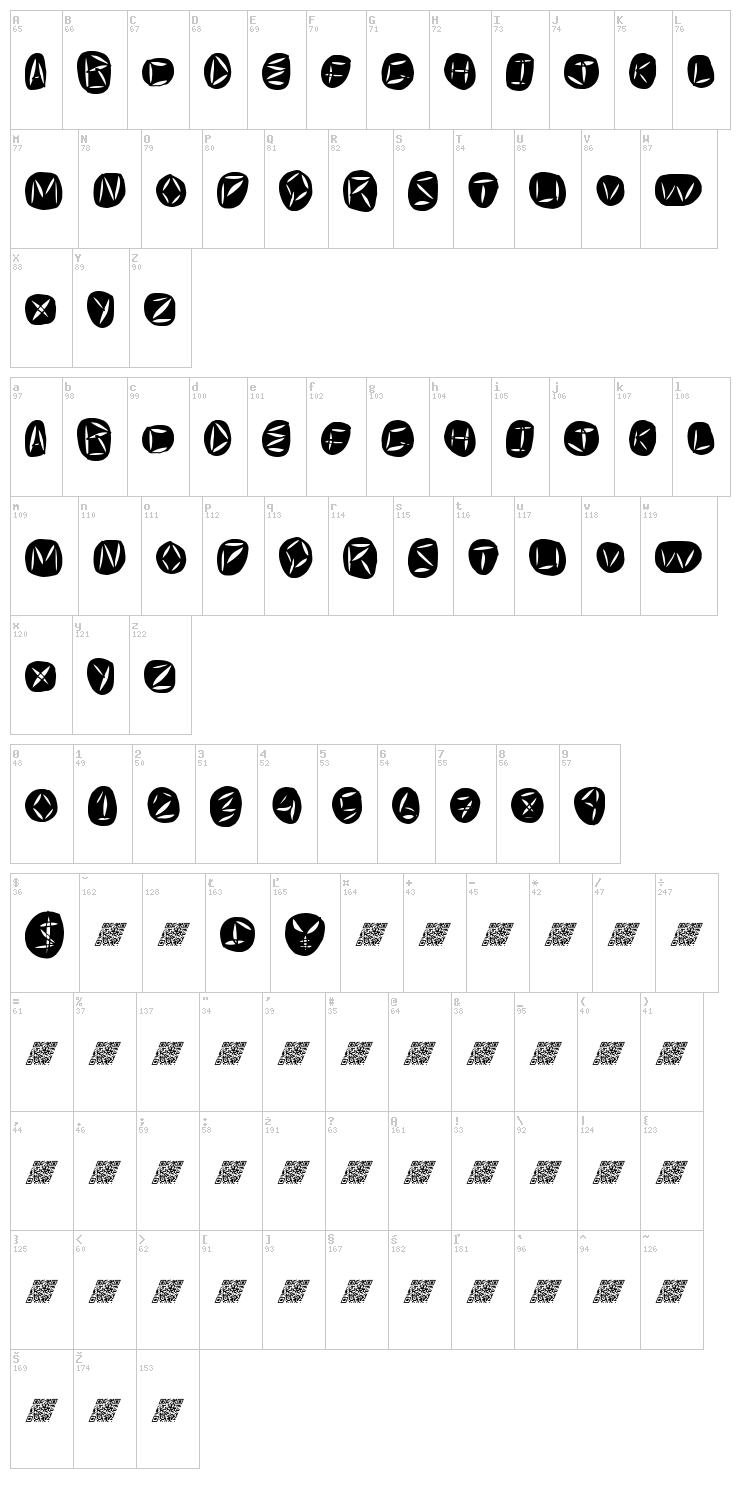 World Peace font map