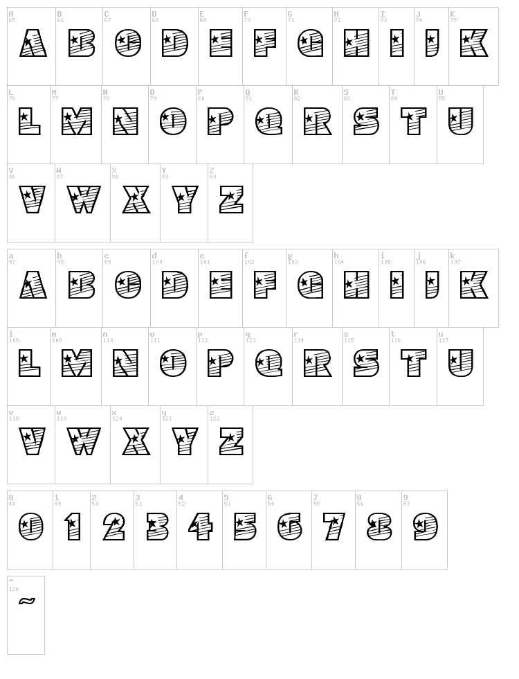 YoungStar font map