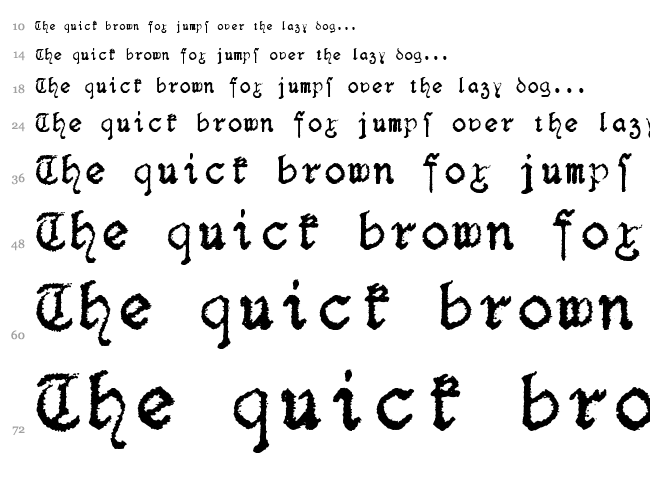 F25 Blackletter Typewriter font waterfall