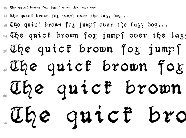 F25 Blackletter Typewriter font waterfall