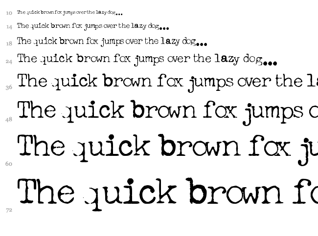 Freeky Typewriter font waterfall