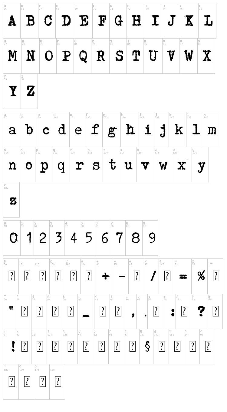 Lucznik 1303 font map