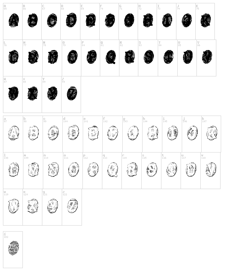 Powderfinger font map
