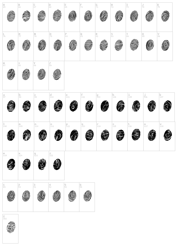 Powderfinger font map