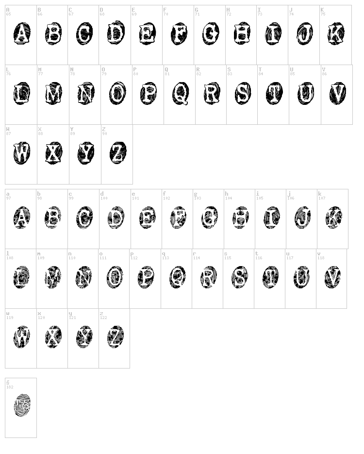 Powderfinger font map