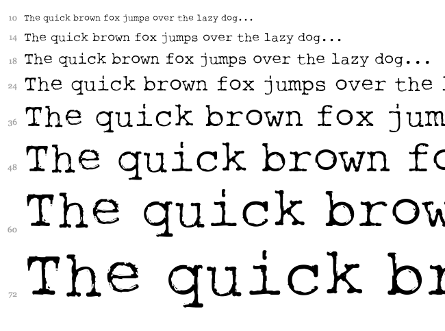 Rough Typewriter font waterfall