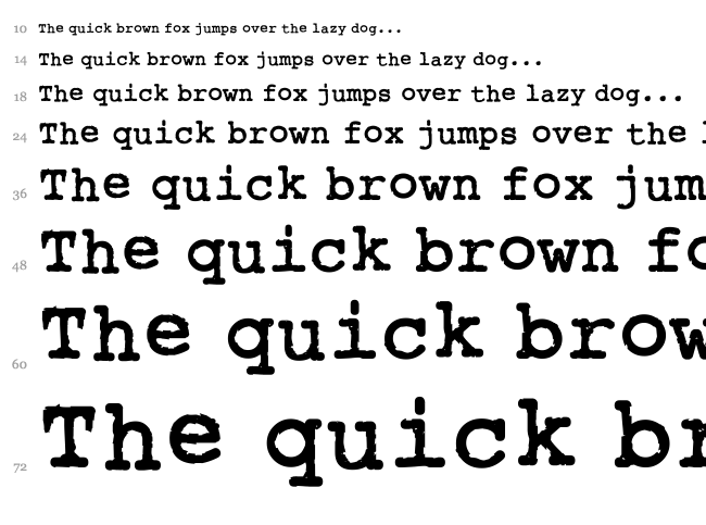 Rough Typewriter font waterfall