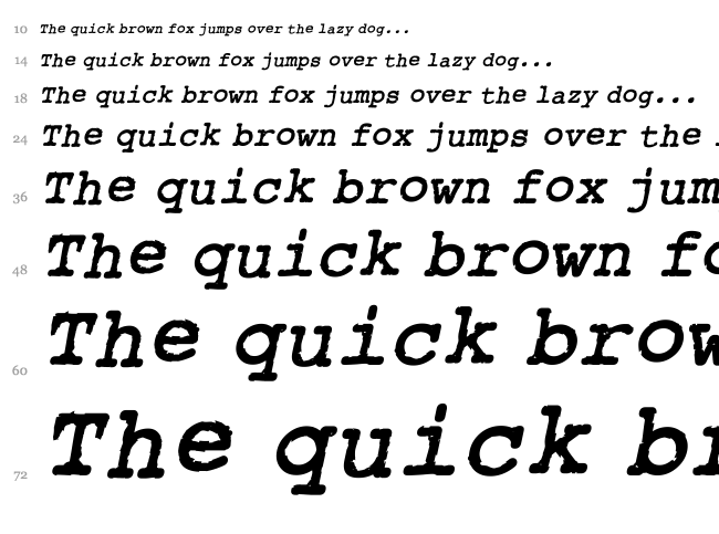 Rough Typewriter font waterfall