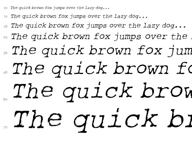 Rough Typewriter font waterfall