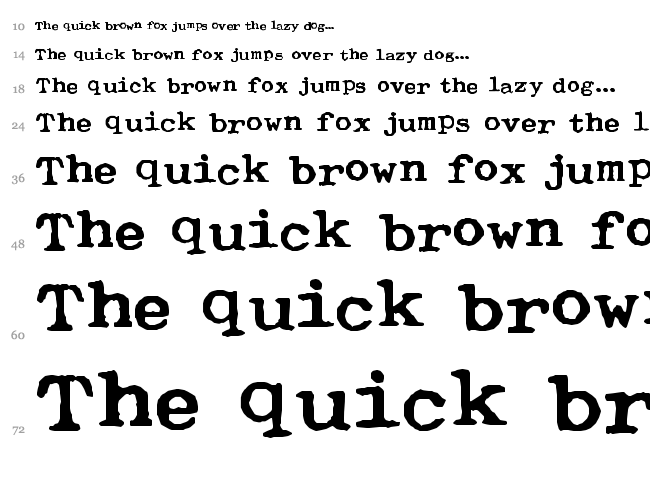 Typewriter Royal 200 font waterfall