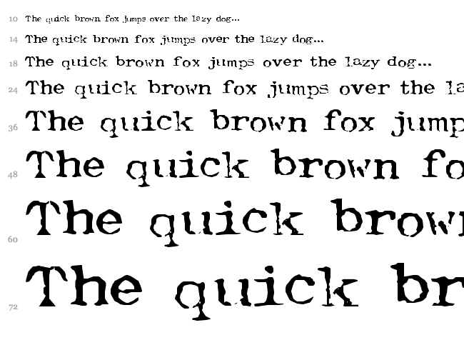 Typewriter Royal 200 font waterfall