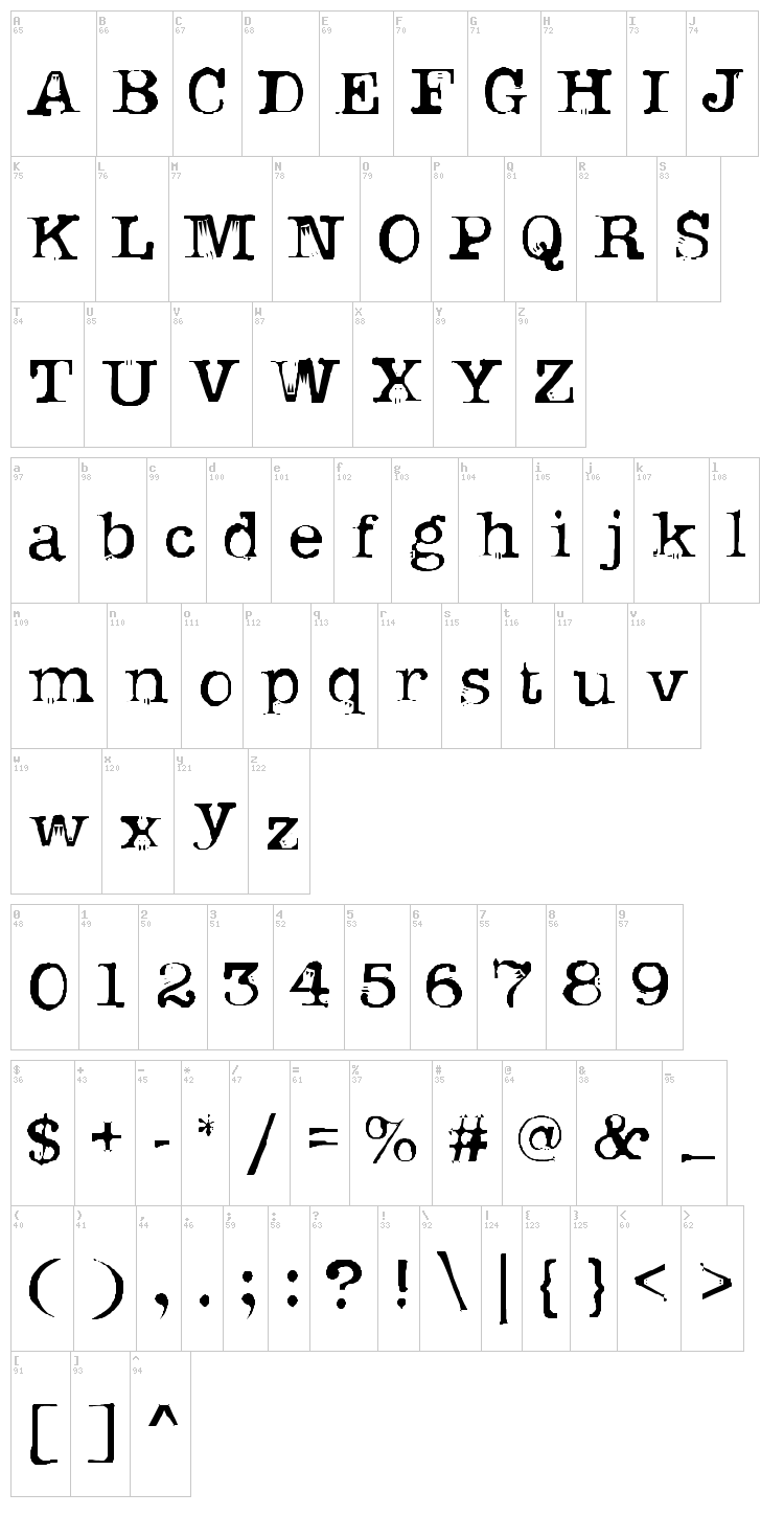 Uknowjack font map