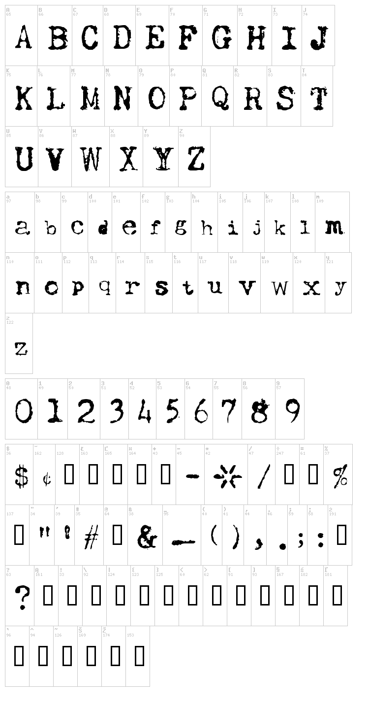 UWJack8 font map