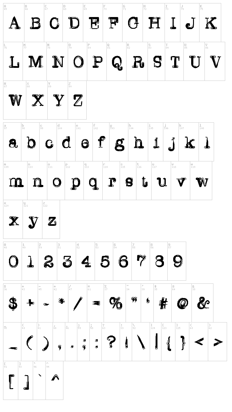 Writer Line font map
