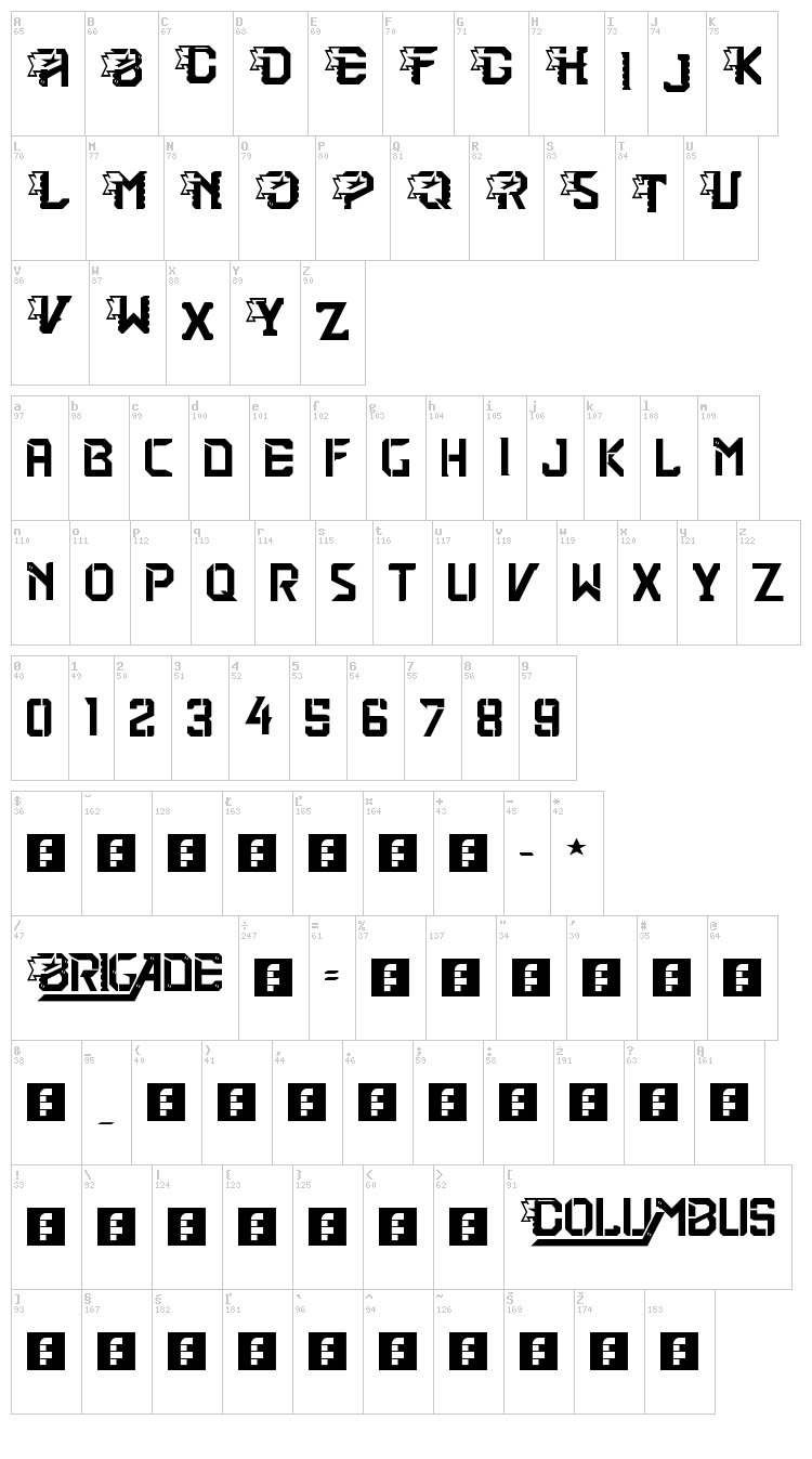 2nd Brigade font map