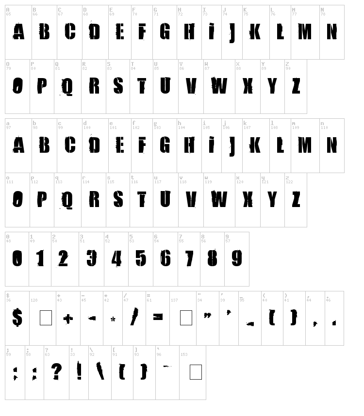 84 Rock ! font map