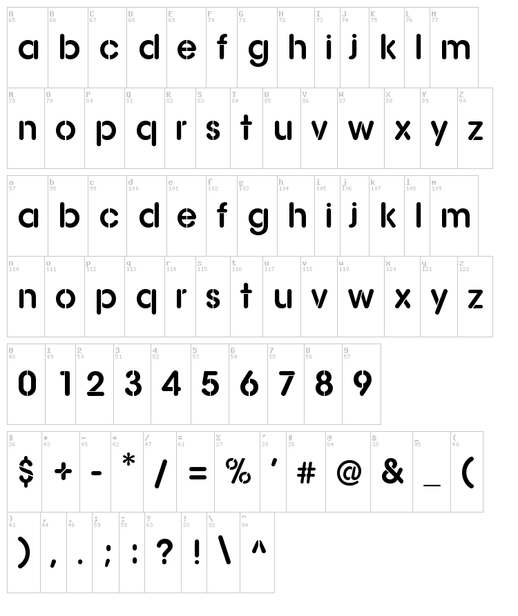 AG Stencil font map
