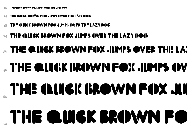 BoldFace Stencil font waterfall