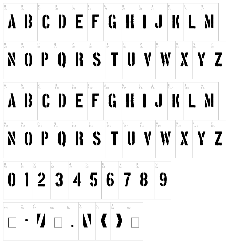 Boston Traffic font map