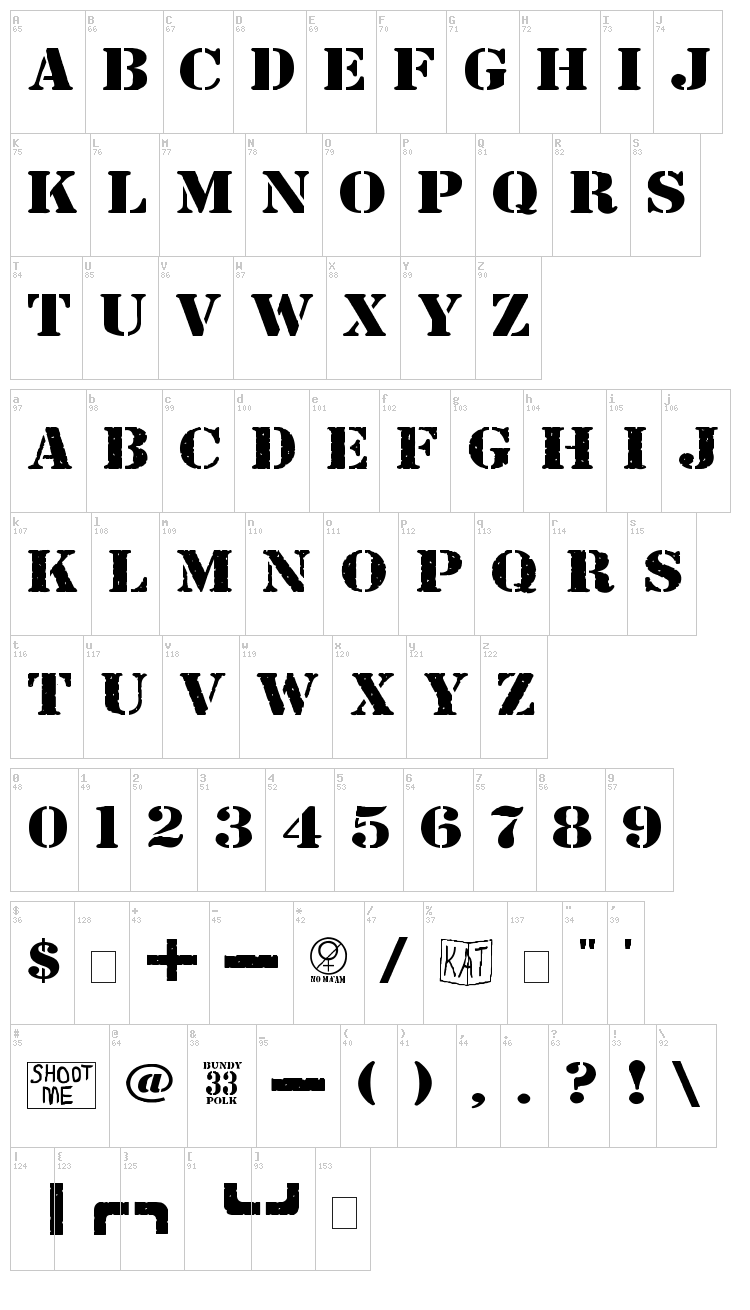 Bundy Yellow font map