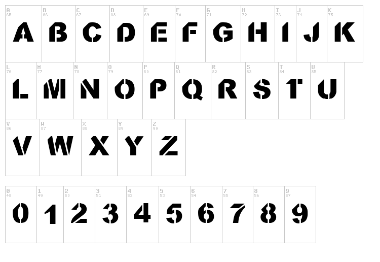 CF Stencil Orama font map