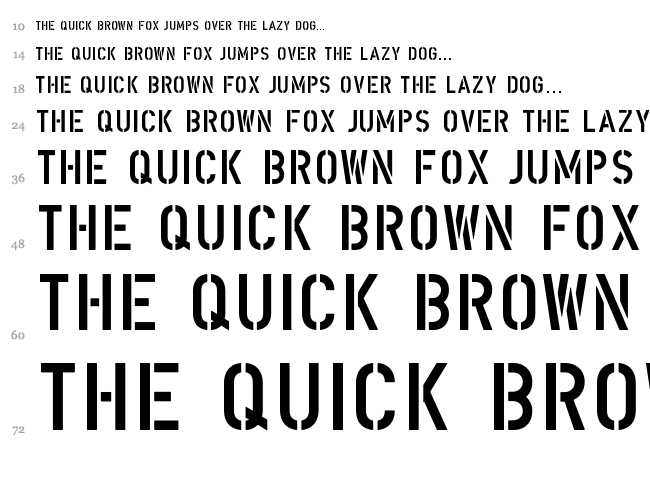 DIN Schablonierschrift font waterfall