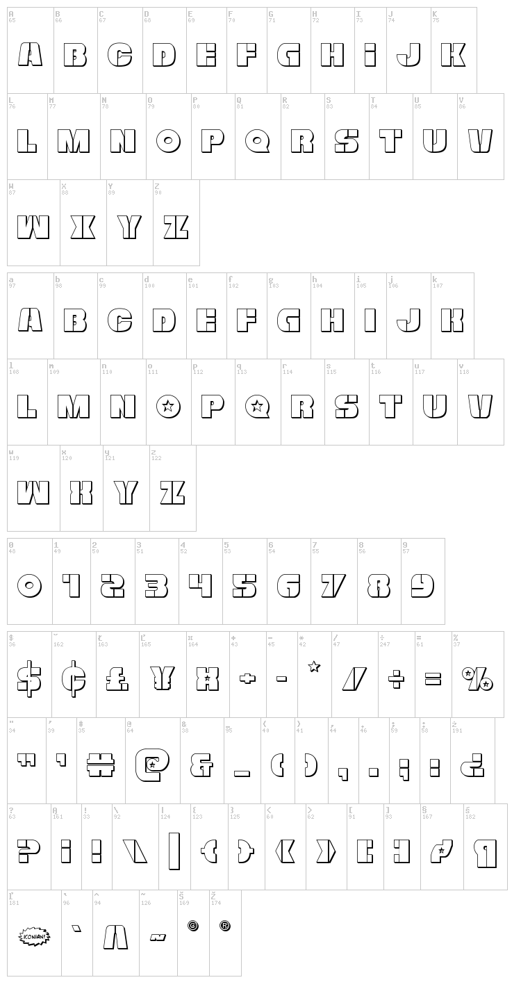 Freedom Fighter font map