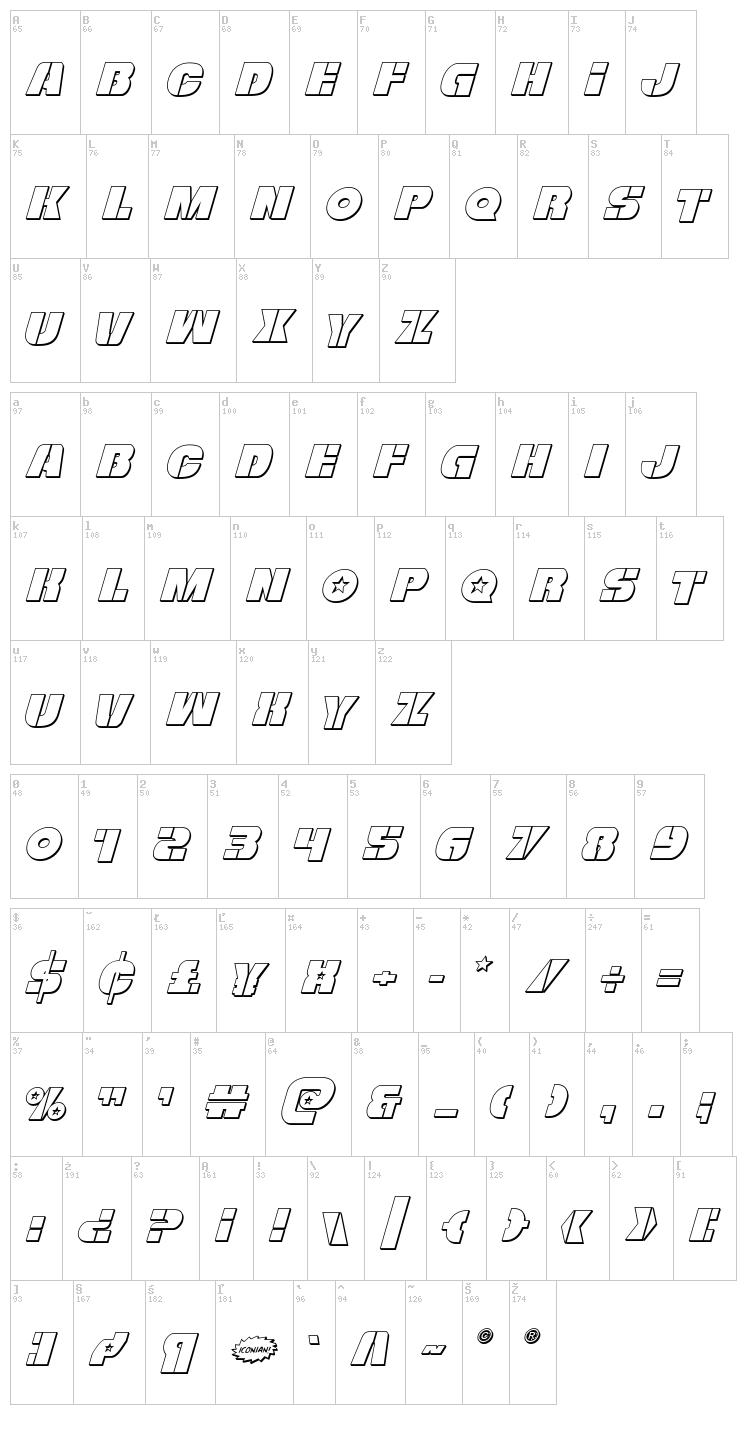 Freedom Fighter font map