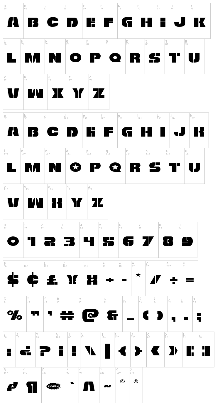 Freedom Fighter font map