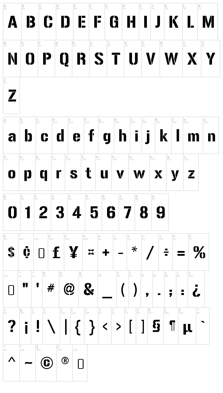 Gunplay font map