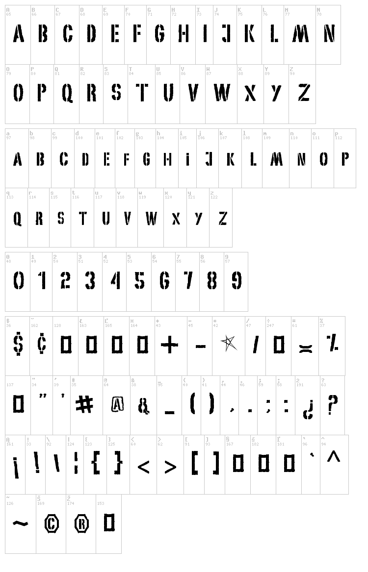 My World font map