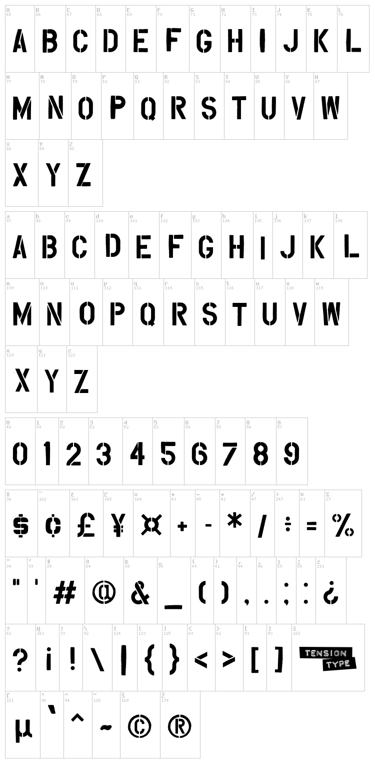 Overspray font map