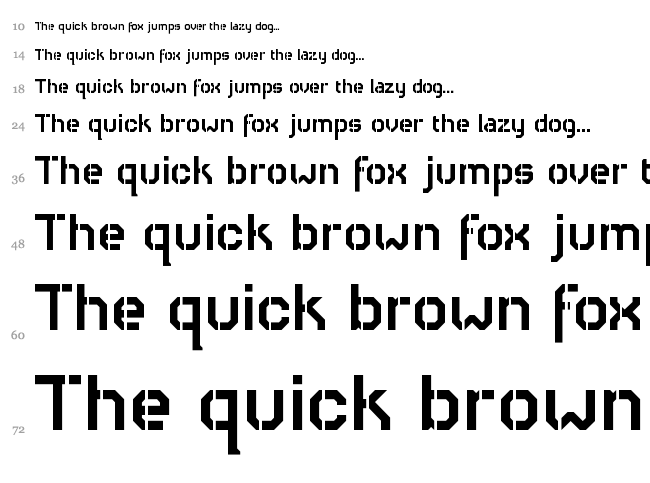RH Carrier Stencil font waterfall