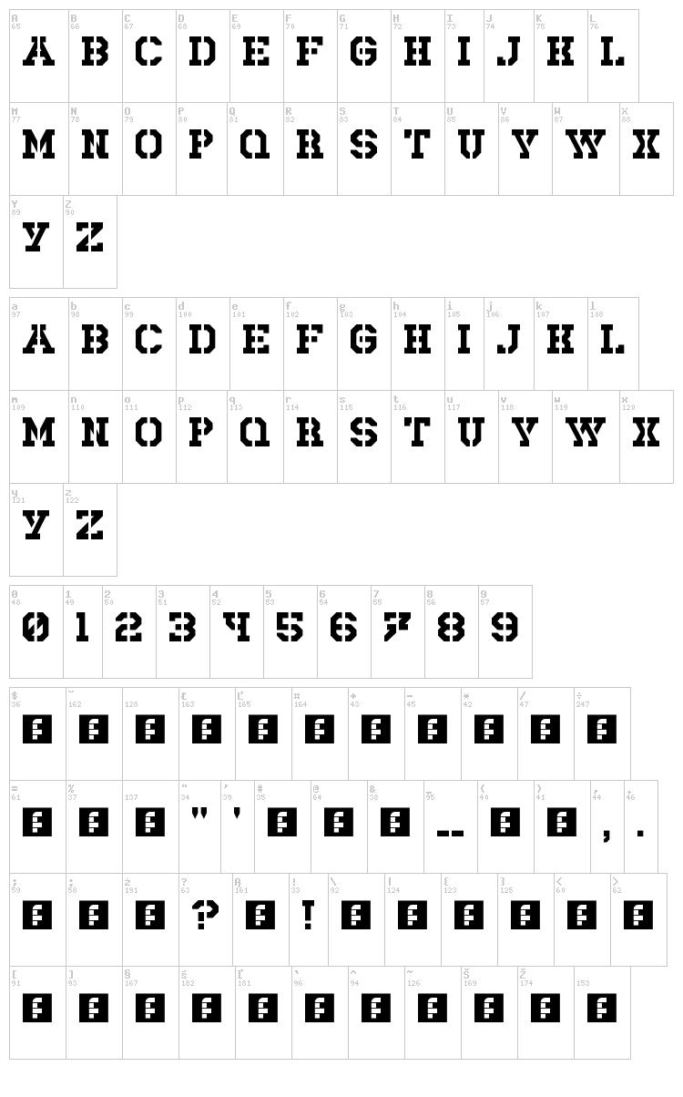 Rick Lobster font map
