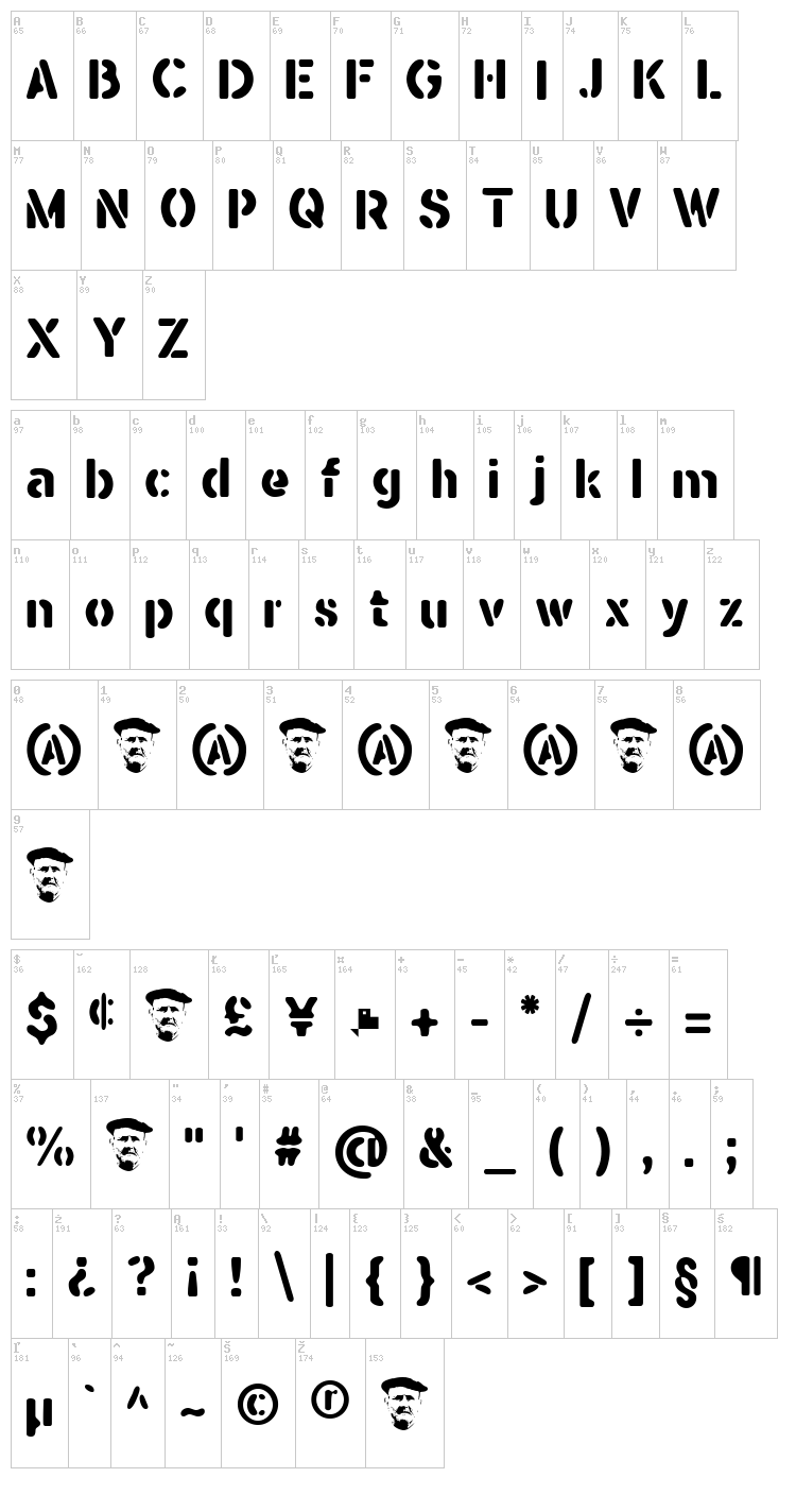 Seisdedos Dead font map