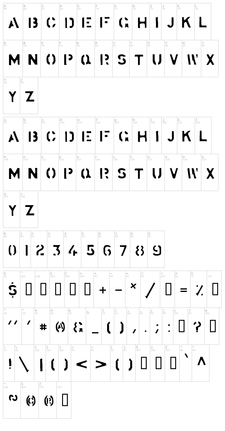 Stockstill font map