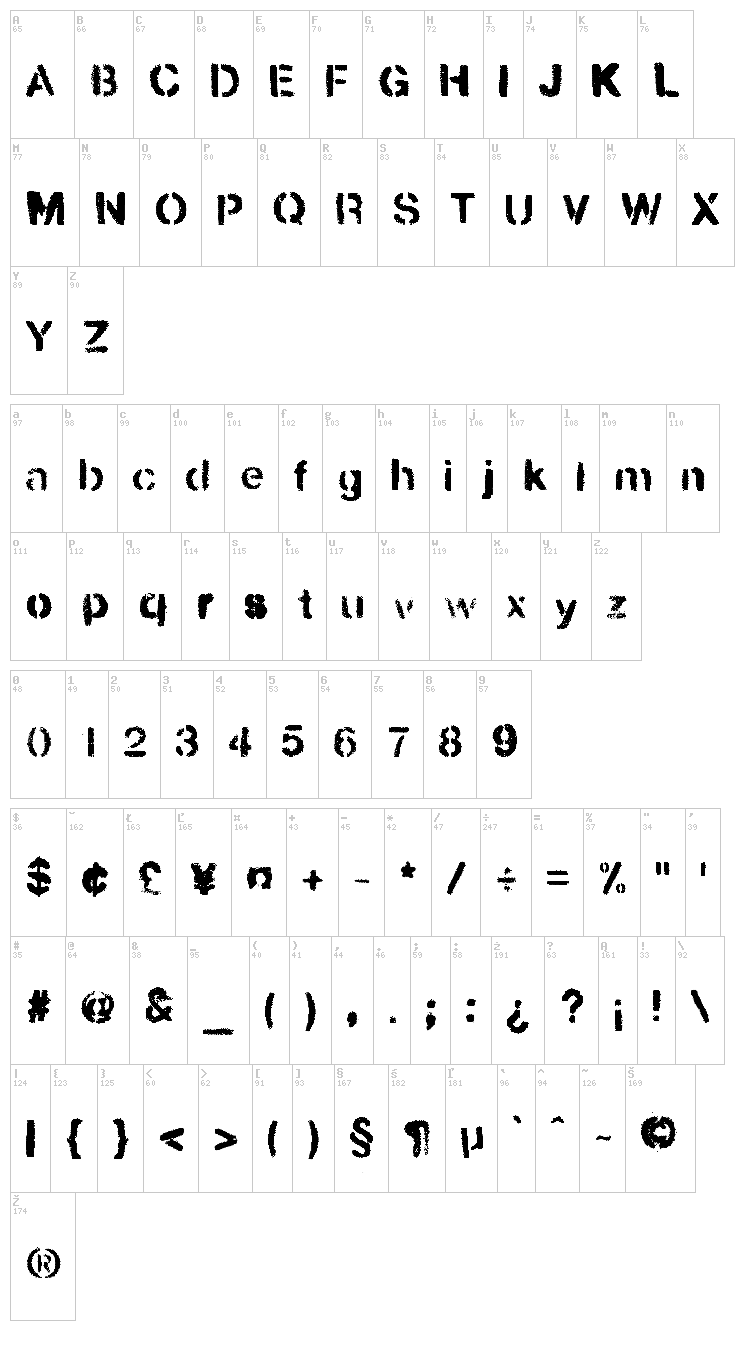 Urbana font map