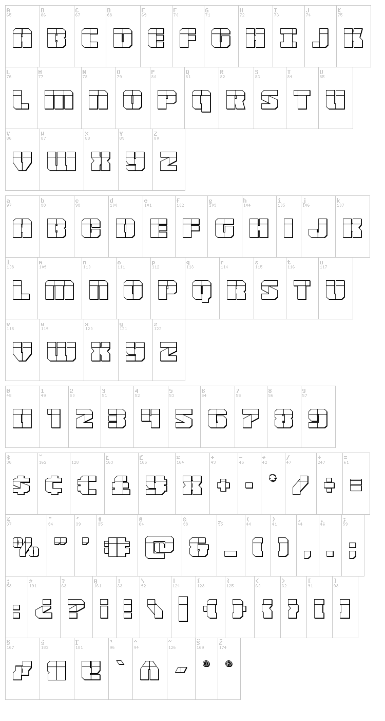 Warpthruster font map