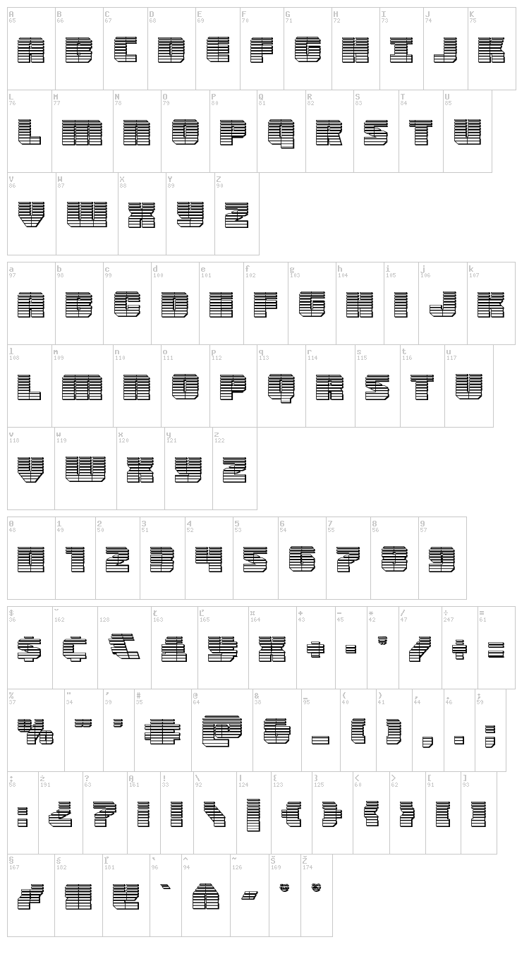 Warpthruster font map